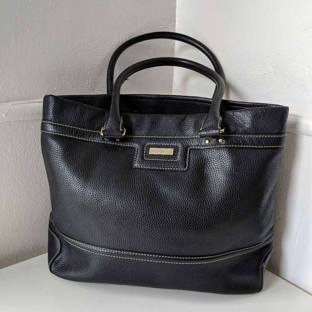 Black Kate Spade tote with white stitching